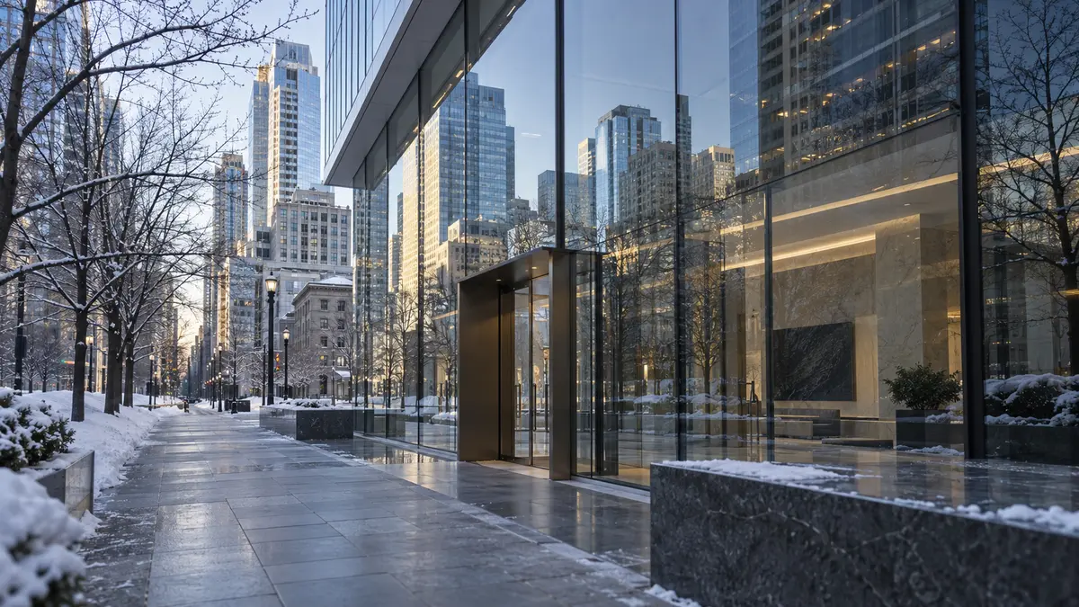 Canadian financial district in winter