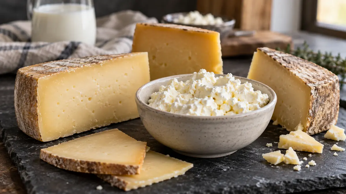 Semi-hard and curd cheese assortment