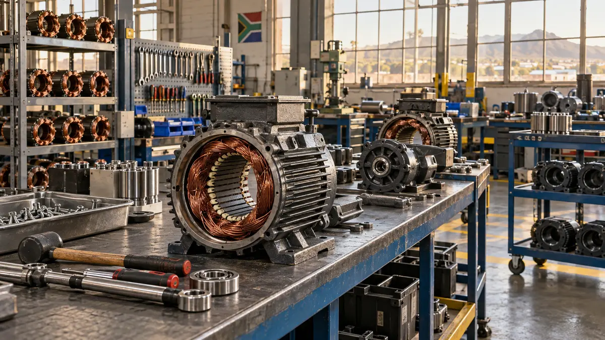 Electric motor assembly in a factory