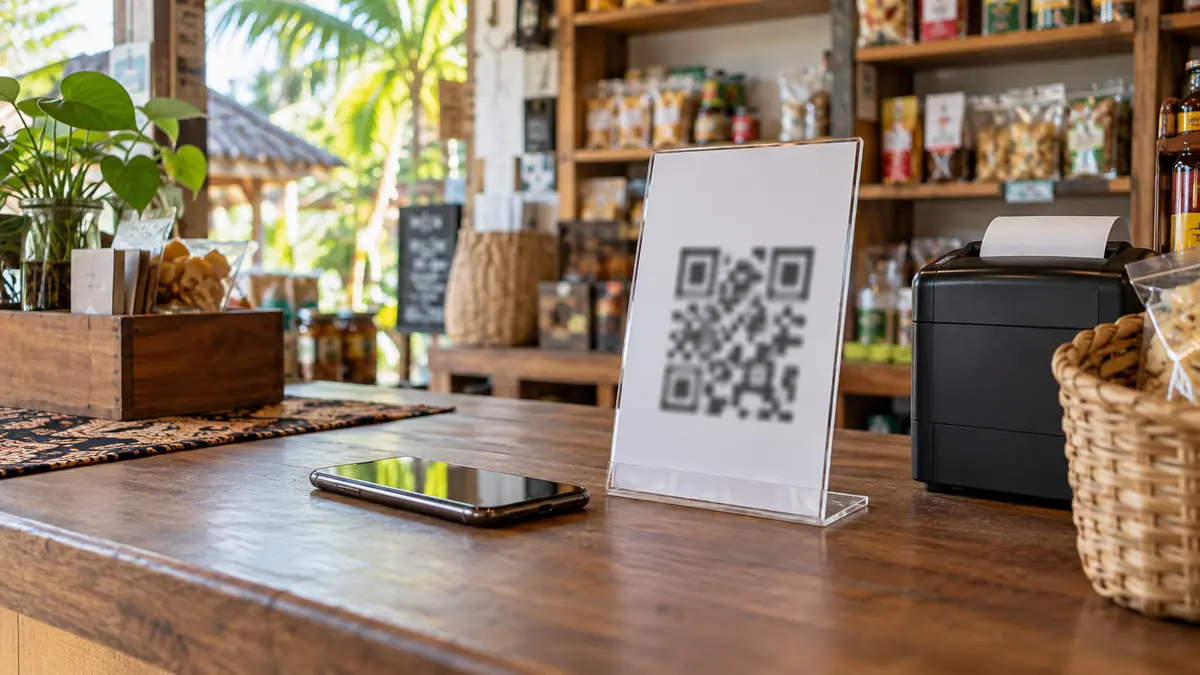 Mobile payment at a shop counter