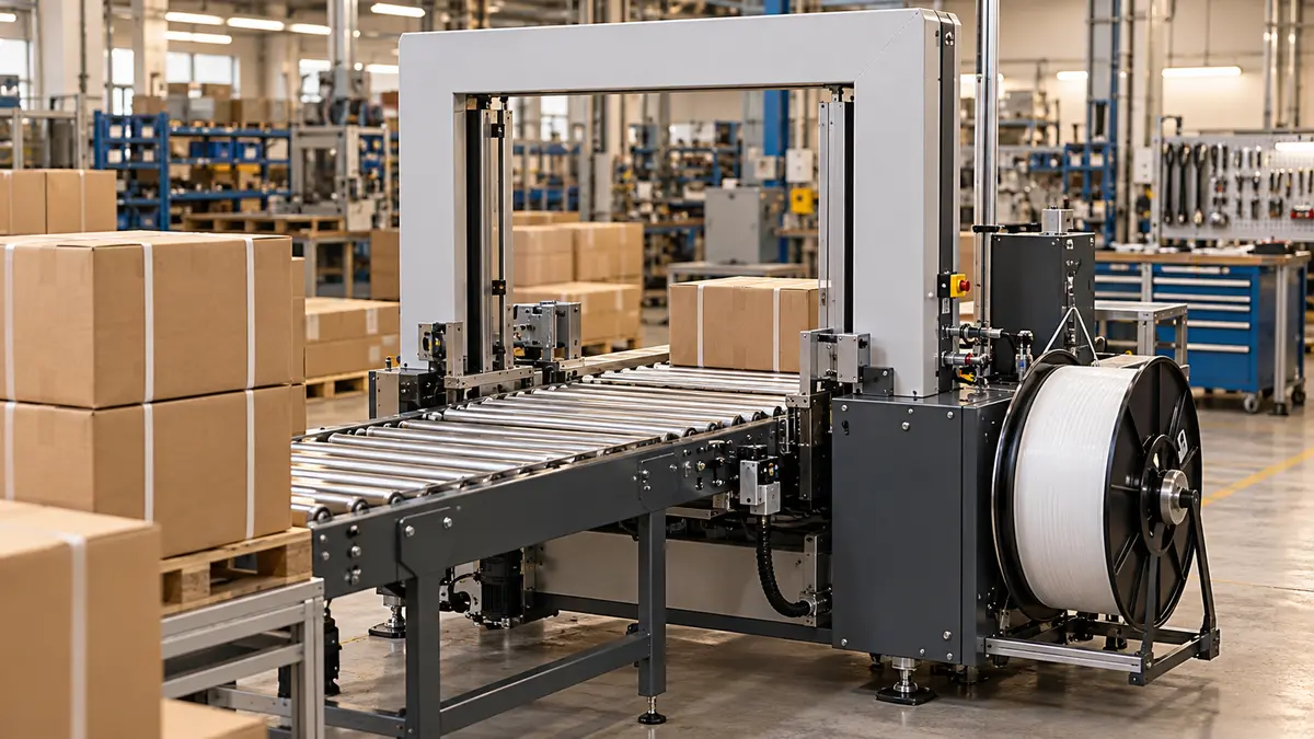 Strapping machine assembly