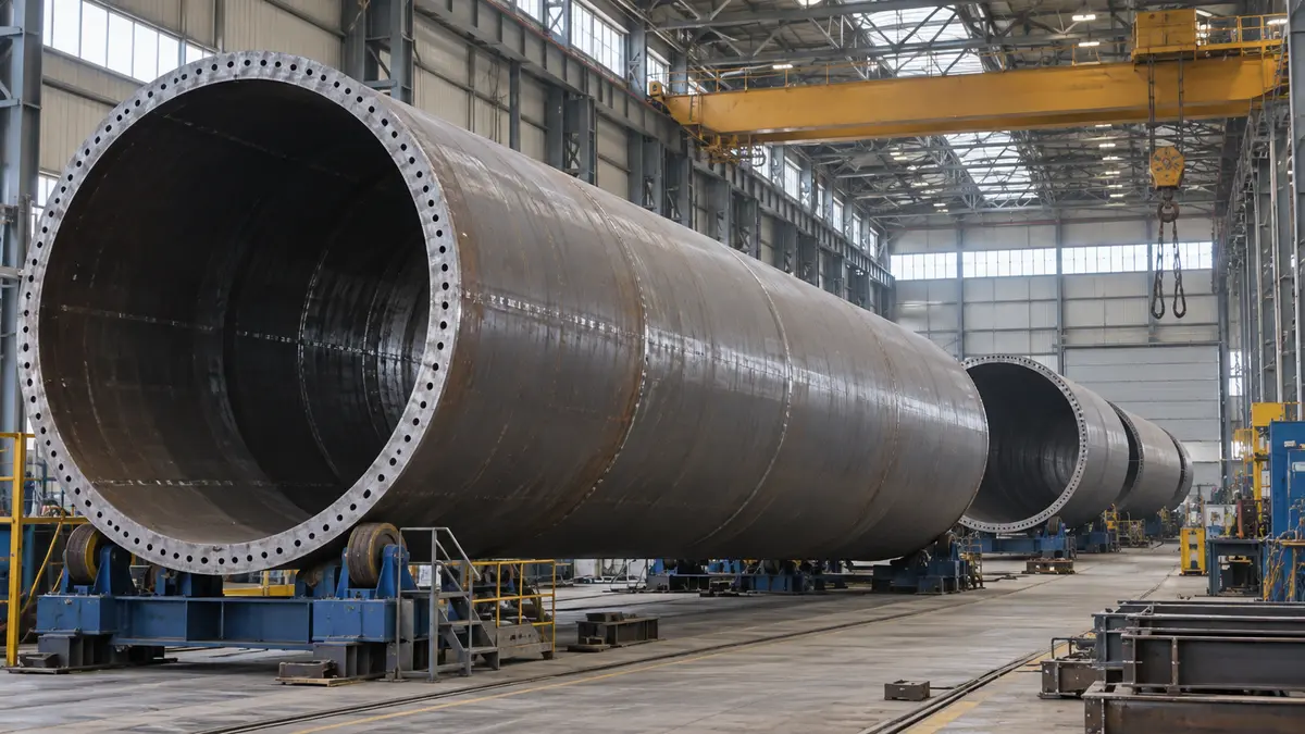 Wind turbine tower section fabrication